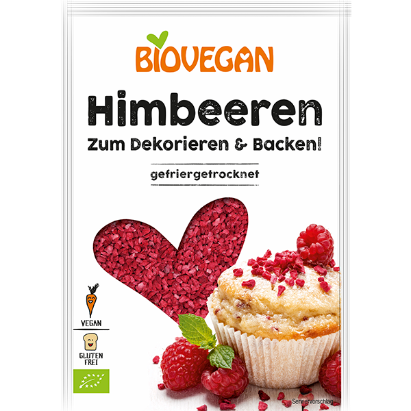BIOVEGAN Himbeeren, Stücke, gefriergetrocknet, BIO