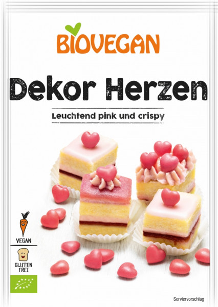 BIOVEGAN Herzen Dekor rot, BIO