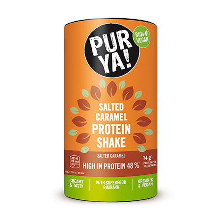 PURYA! Protein Shake, Salted Caramel Guarana, BIO, 480g